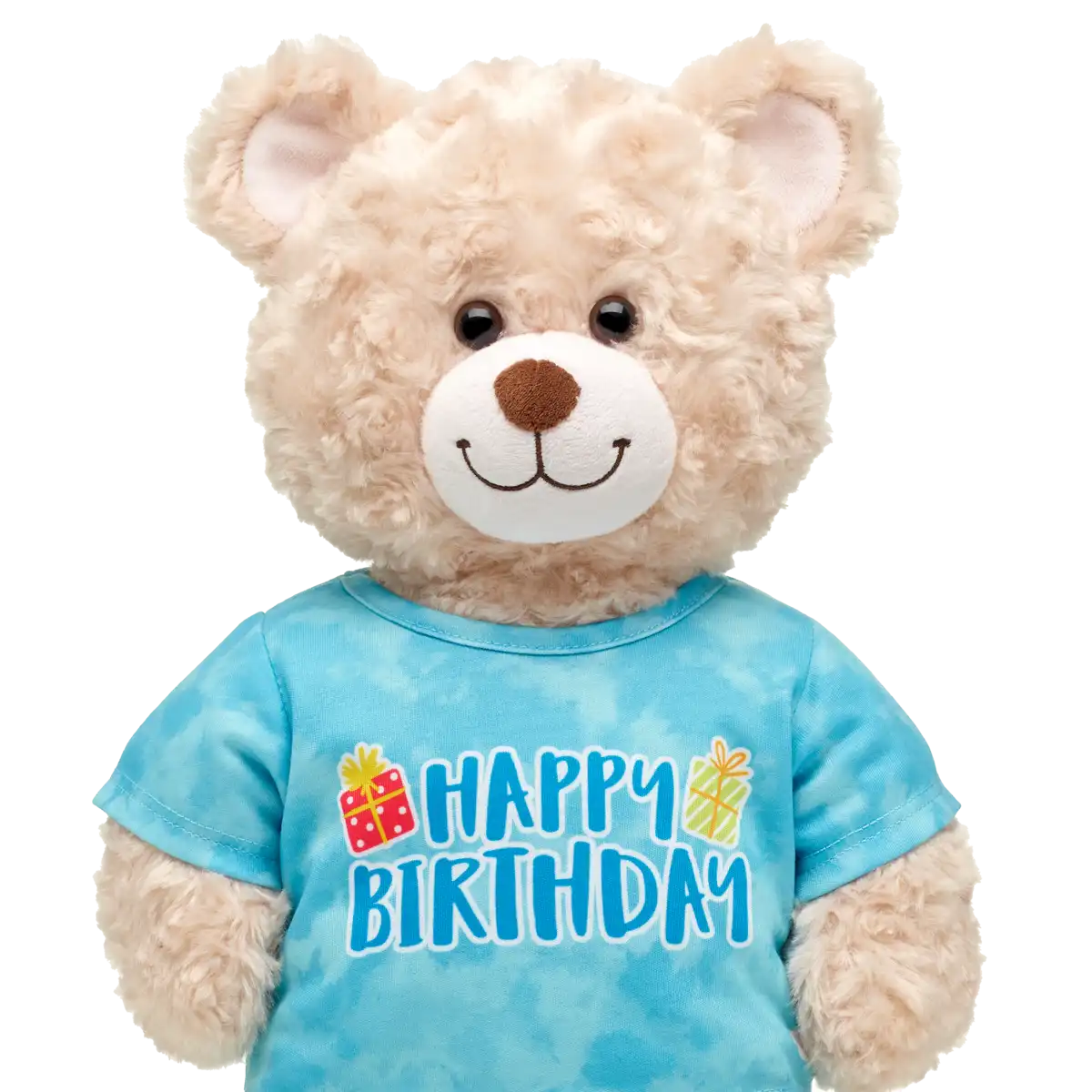 Blå T-skjorte med "Happy Birthday"