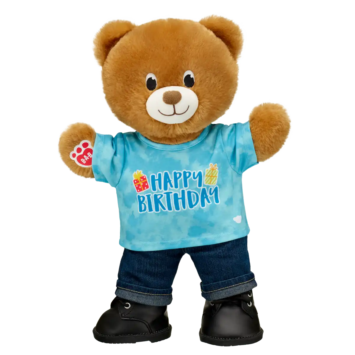 Blå T-skjorte med "Happy Birthday"