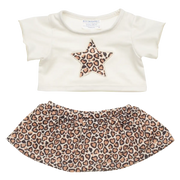 Leopardsett med t-skjorte og skjørt